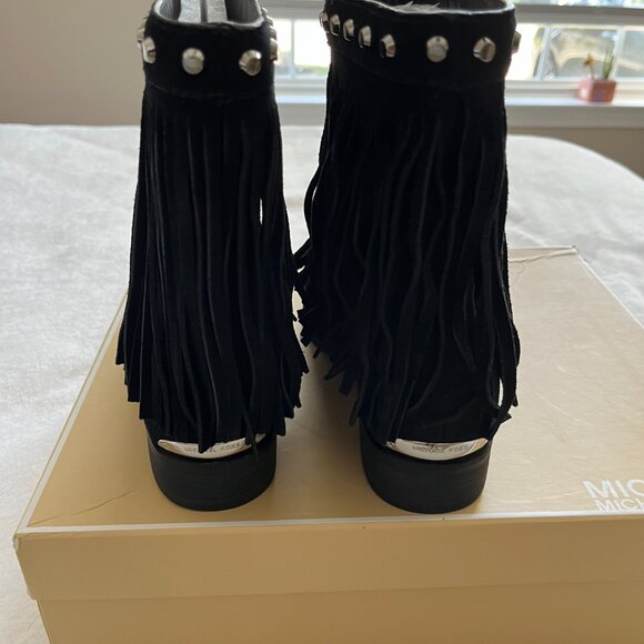 MICHAEL KORS FRINGE BLACK BOOTS - Picture 5 of 6